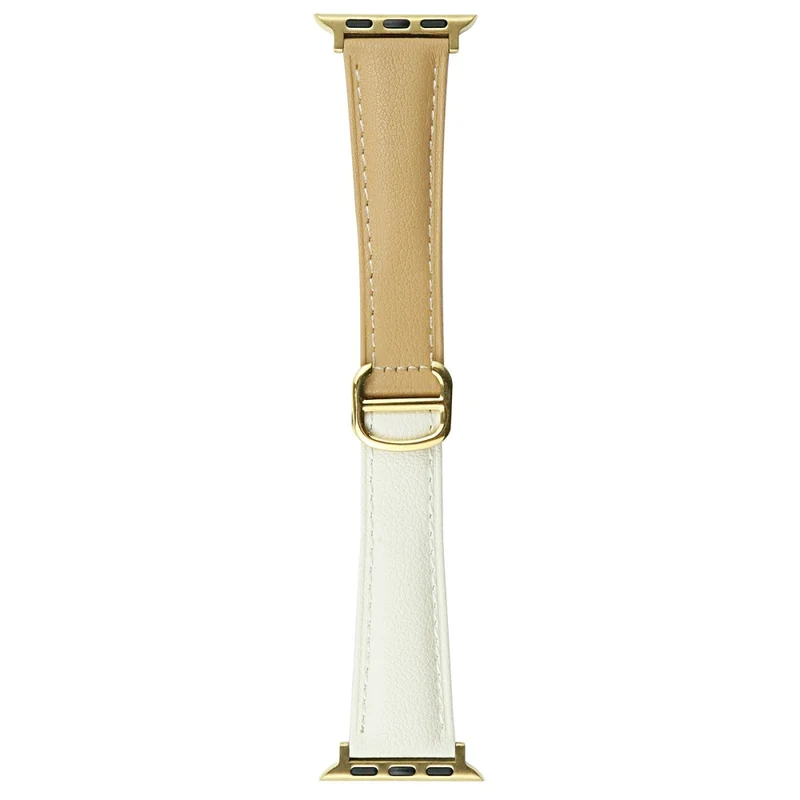Apple Watch Series 41mm / 40mm / 38mm Cowhide Leather Watch Strap Replacement Watch Band - Milk Tea