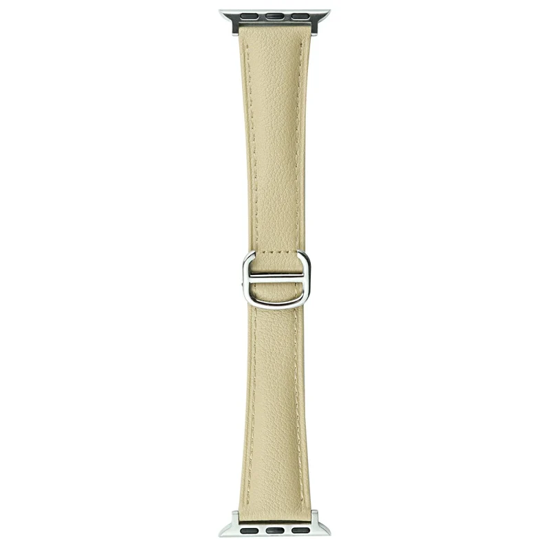 Apple Watch Series 41mm / 40mm / 38mm Cowhide Leather Watch Strap Replacement Watch Band - Milk Tea