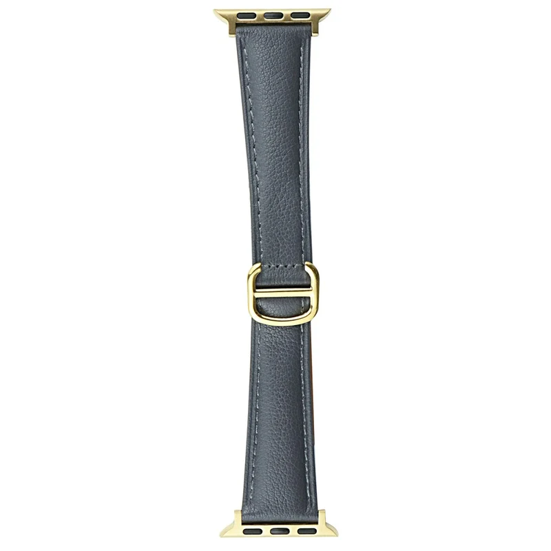Apple Watch Series 41mm / 40mm / 38mm Cowhide Leather Watch Strap Replacement Watch Band - Milk Tea
