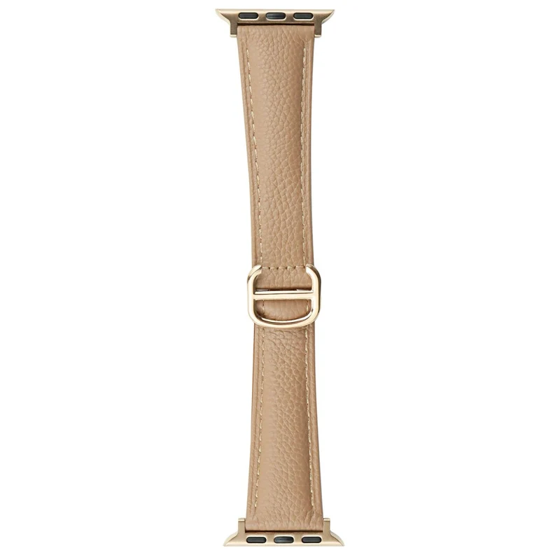 Apple Watch Series 41mm / 40mm / 38mm Cowhide Leather Watch Strap Replacement Watch Band - Milk Tea
