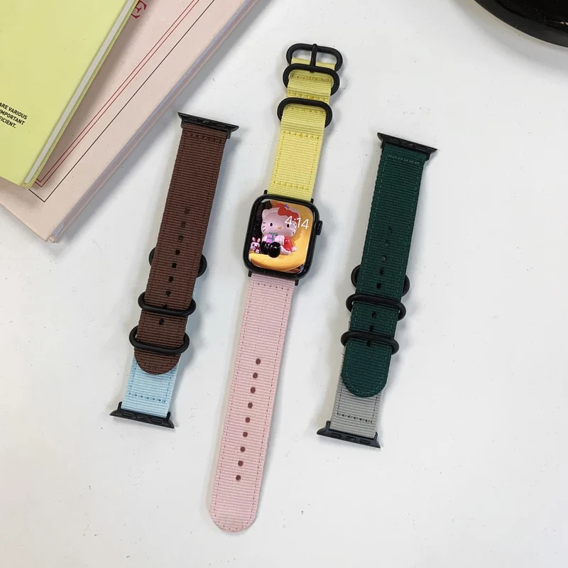 Apple Watch 41mm / 40mm / 38mm Watch Strap Nylon Watchband - Yellow+Pink
