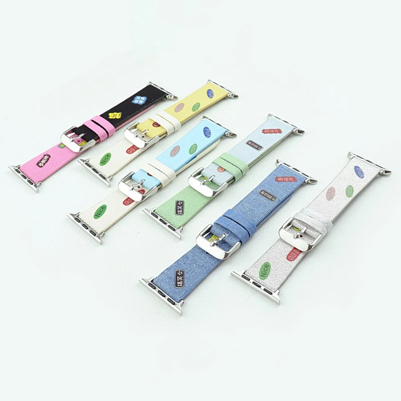 Apple Watch 41mm / 40mm / 38mm Watch Band Canvas Strap Replacement - Black+Pink