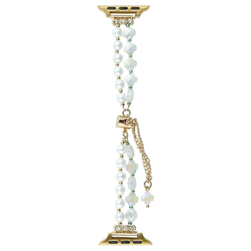 Apple Watch 41mm / 40mm / 38mm Wrist Watch Pearls Band - White Bow+Pearls