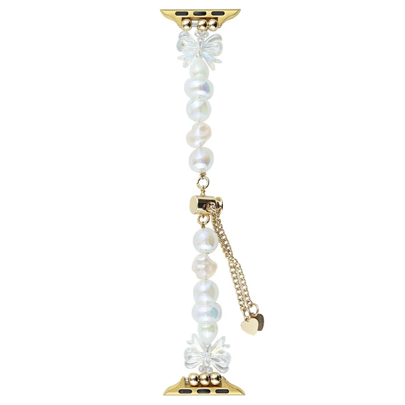 Apple Watch 41mm / 40mm / 38mm Wrist Watch Pearls Band - White Bow+Pearls