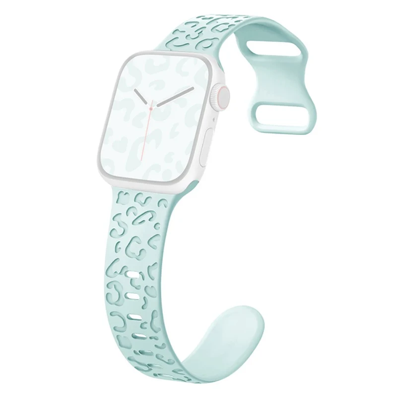 Apple Watch Series 41mm - 40mm - 38mm Universal Flexible Strap Leopard Pattern Watch Band - Turquoise
