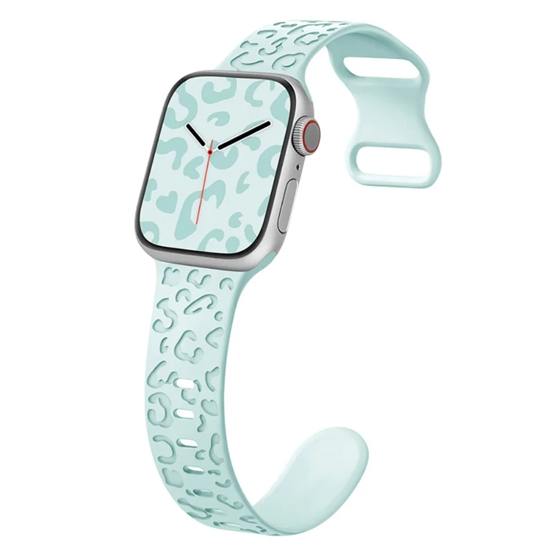 Apple Watch Series 41mm - 40mm - 38mm Universal Flexible Strap Leopard Pattern Watch Band - Turquoise