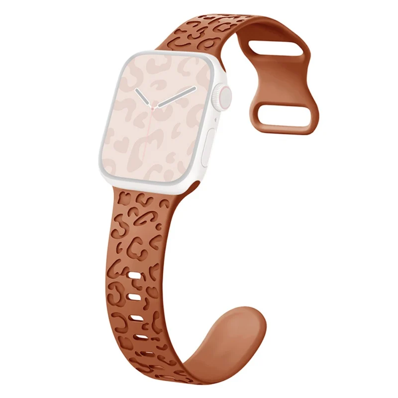 Apple Watch Series 41mm - 40mm - 38mm Universal Flexible Strap Leopard Pattern Watch Band - Turquoise