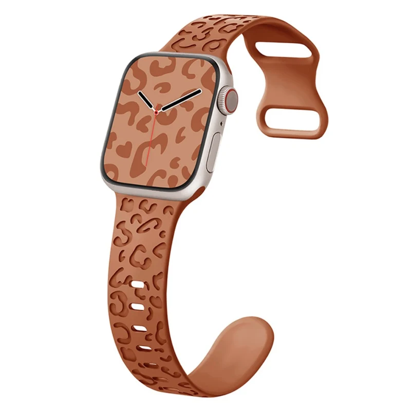 Apple Watch Series 41mm - 40mm - 38mm Universal Flexible Strap Leopard Pattern Watch Band - Turquoise