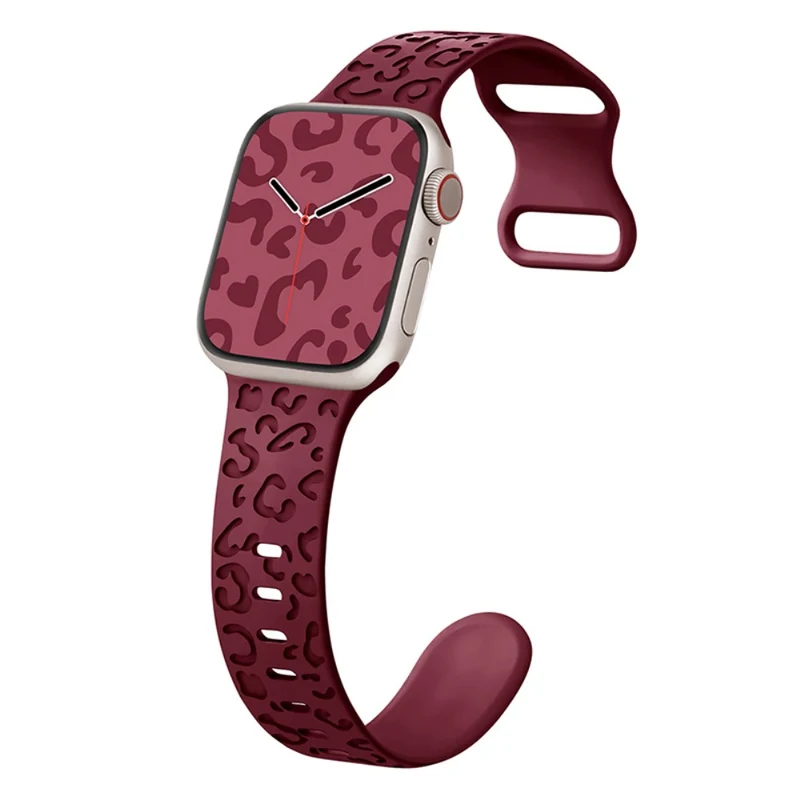 Apple Watch Series 41mm - 40mm - 38mm Universal Flexible Strap Leopard Pattern Watch Band - Turquoise
