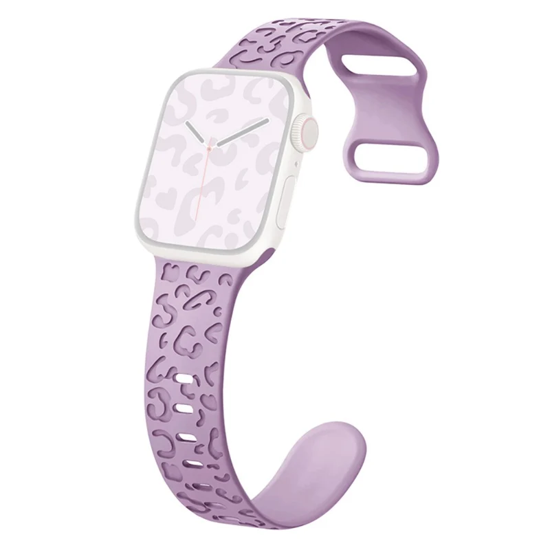 Apple Watch Series 41mm - 40mm - 38mm Universal Flexible Strap Leopard Pattern Watch Band - Turquoise