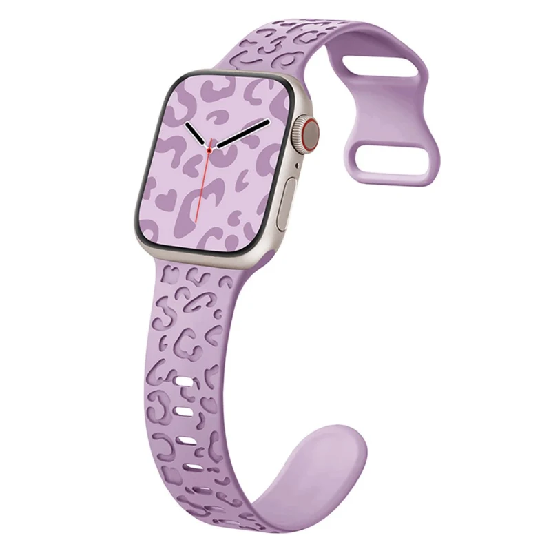 Apple Watch Series 41mm - 40mm - 38mm Universal Flexible Strap Leopard Pattern Watch Band - Turquoise
