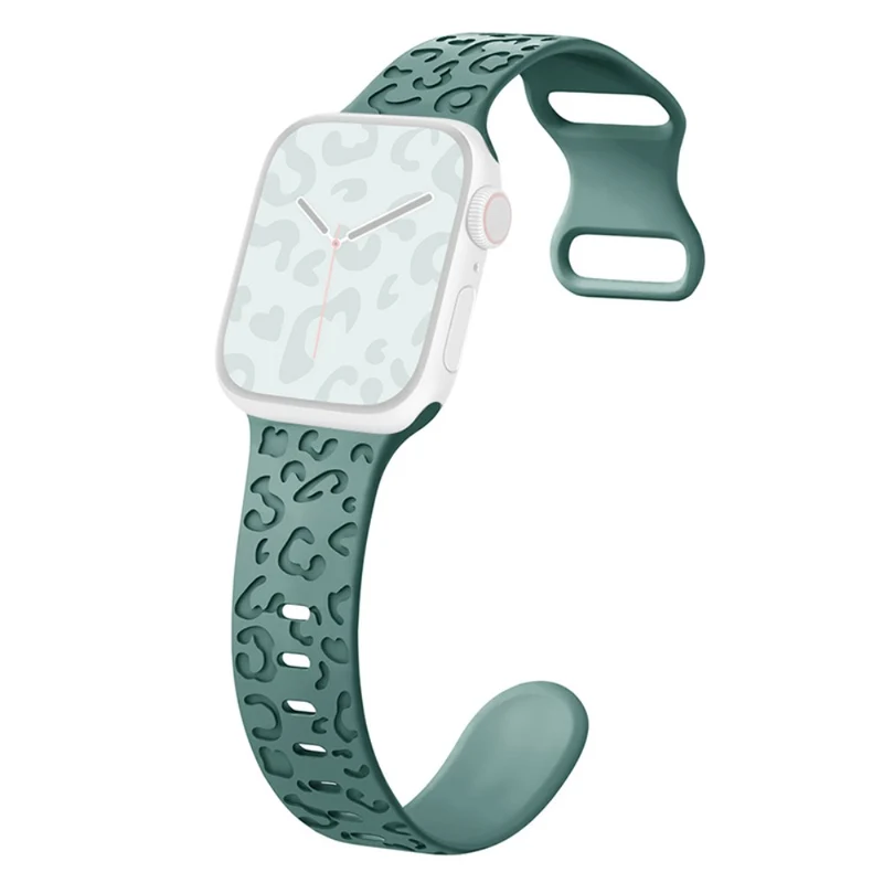 Apple Watch Series 41mm - 40mm - 38mm Universal Flexible Strap Leopard Pattern Watch Band - Turquoise