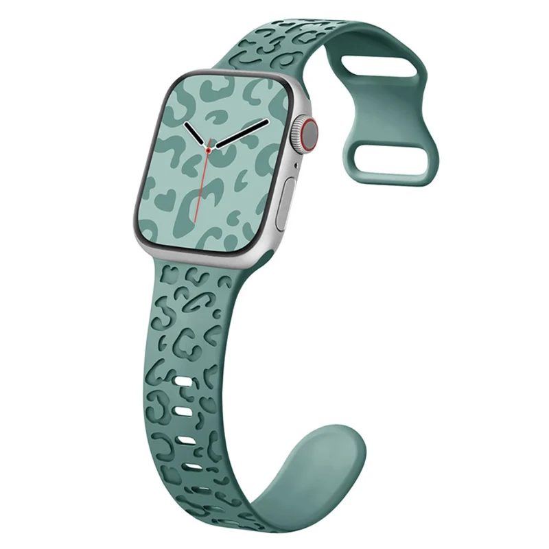 Apple Watch Series 41mm - 40mm - 38mm Universal Flexible Strap Leopard Pattern Watch Band - Turquoise