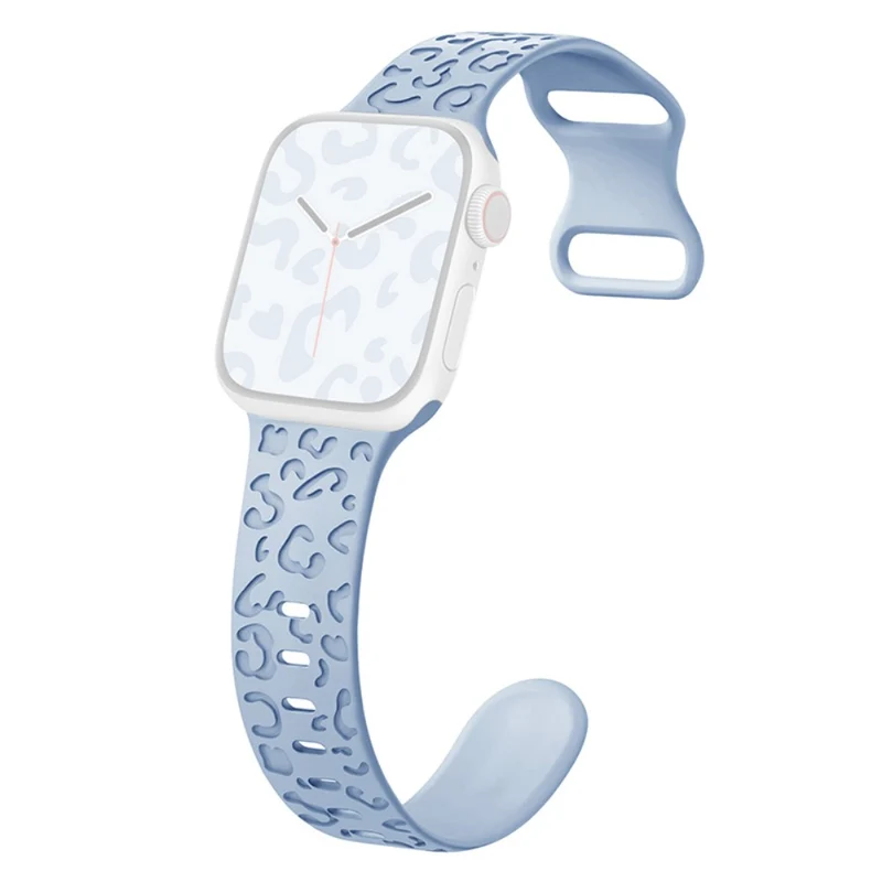 Apple Watch Series 41mm - 40mm - 38mm Universal Flexible Strap Leopard Pattern Watch Band - Turquoise