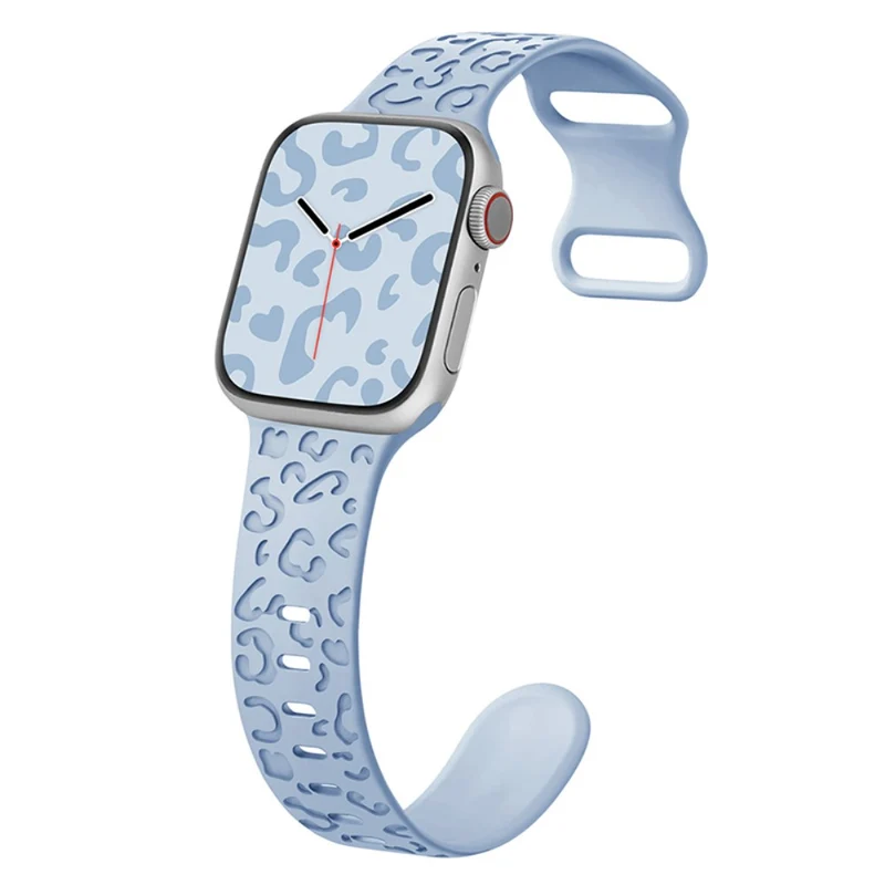 Apple Watch Series 41mm - 40mm - 38mm Universal Flexible Strap Leopard Pattern Watch Band - Turquoise