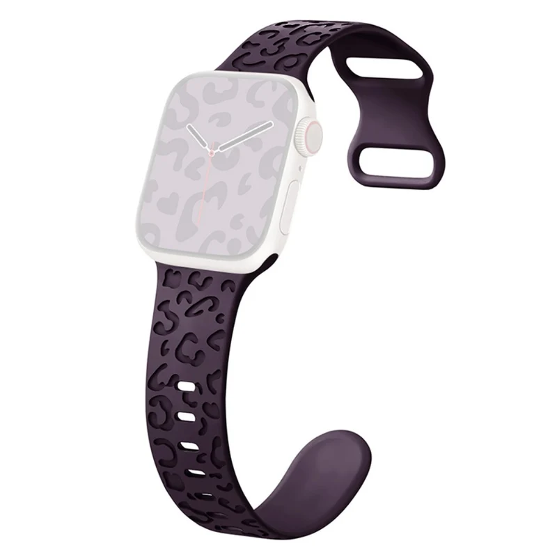 Apple Watch Series 41mm - 40mm - 38mm Universal Flexible Strap Leopard Pattern Watch Band - Turquoise