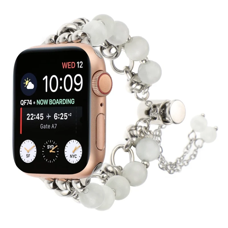 Apple Watch Series 41mm / 40mm / 38mm Pearls Watch Strap Chain Band - Pink Pearl / Rose Gold