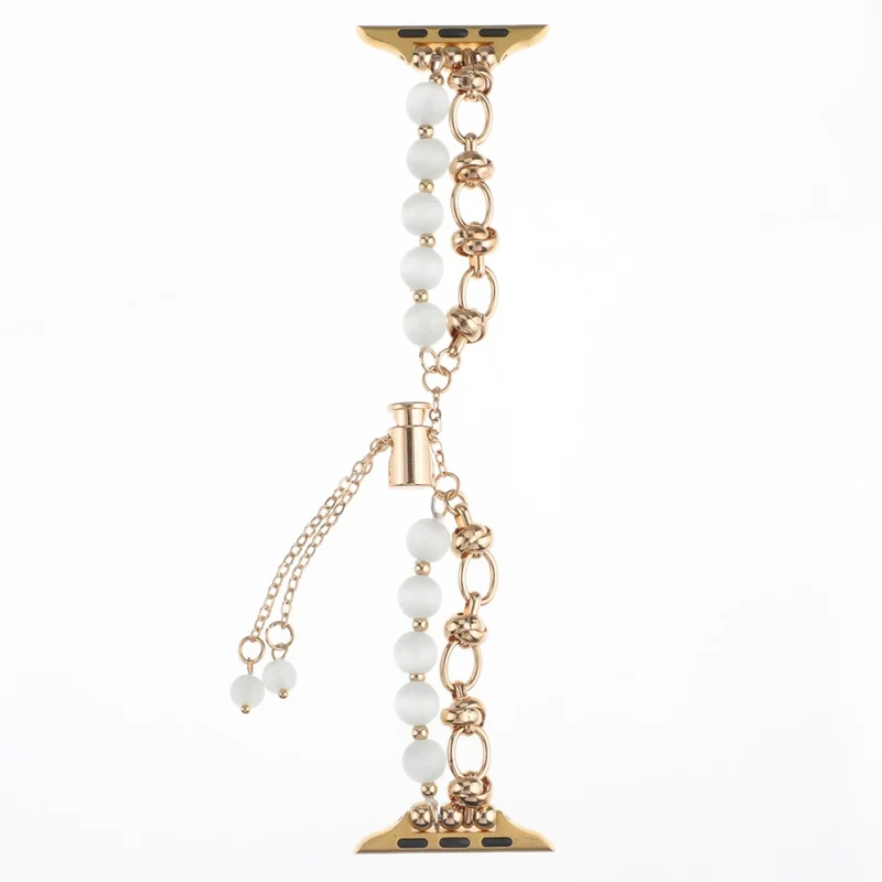Apple Watch Series 41mm / 40mm / 38mm Pearls Watch Strap Chain Band - Pink Pearl / Rose Gold