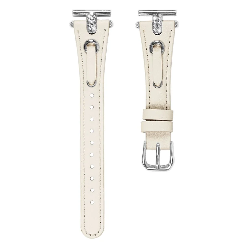 Huami Amazfit Cheetah Pro Replacement Strap Shine Rhinestone Genuine Cow Leather Watch Band - Apricot