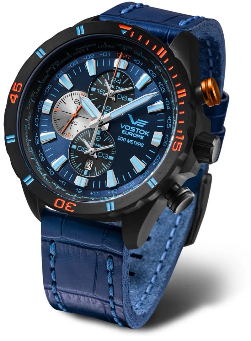 Vostok Europe Almaz YM26-320C654L Herrenuhr • Weltzeit & Alarm • K1-Sicherheitsglas