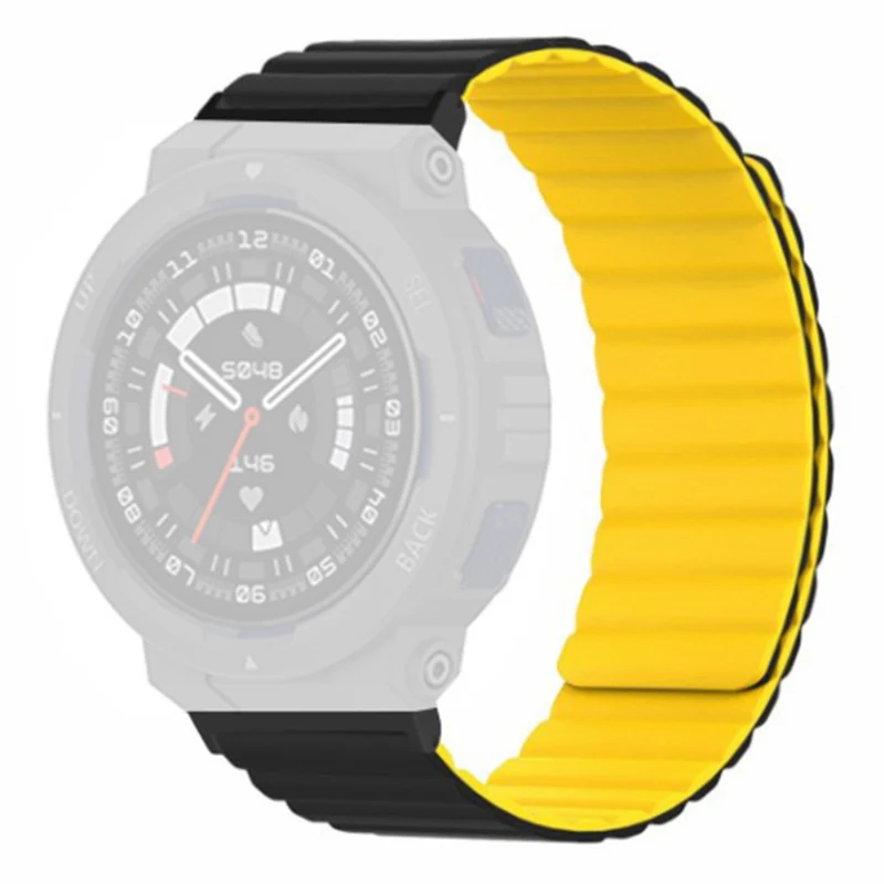 Huami Amazfit Active Edge (A2212) Magnetic Watch Band Silicone Watch Strap - Black+Orange
