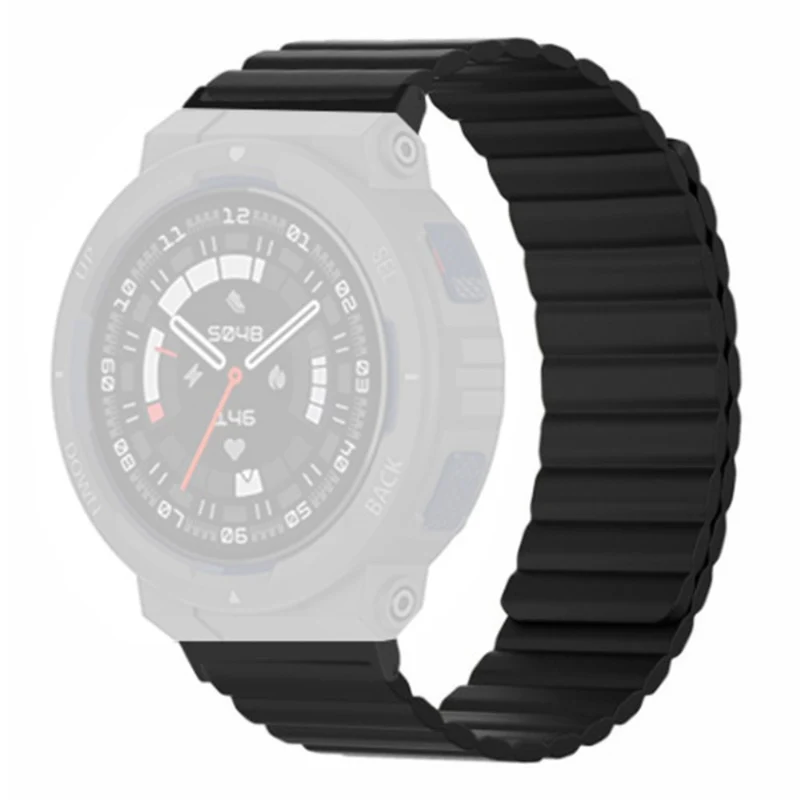 Huami Amazfit Active Edge (A2212) Magnetic Watch Band Silicone Watch Strap - Black+Orange