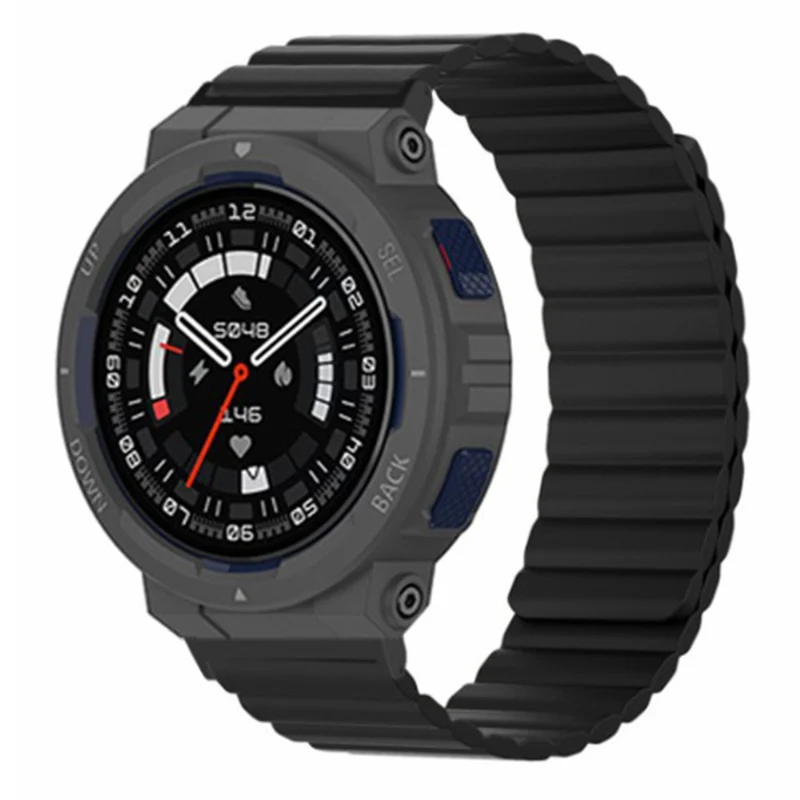 Huami Amazfit Active Edge (A2212) Magnetic Watch Band Silicone Watch Strap - Black+Orange