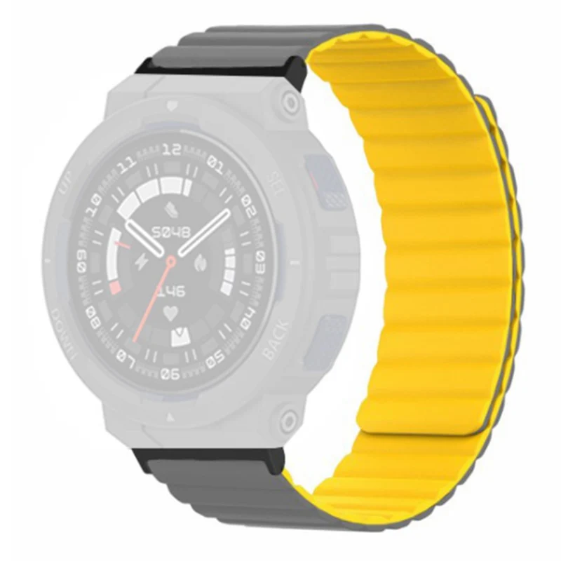 Huami Amazfit Active Edge (A2212) Magnetic Watch Band Silicone Watch Strap - Black+Orange