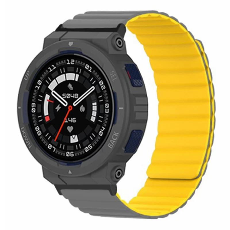 Huami Amazfit Active Edge (A2212) Magnetic Watch Band Silicone Watch Strap - Black+Orange