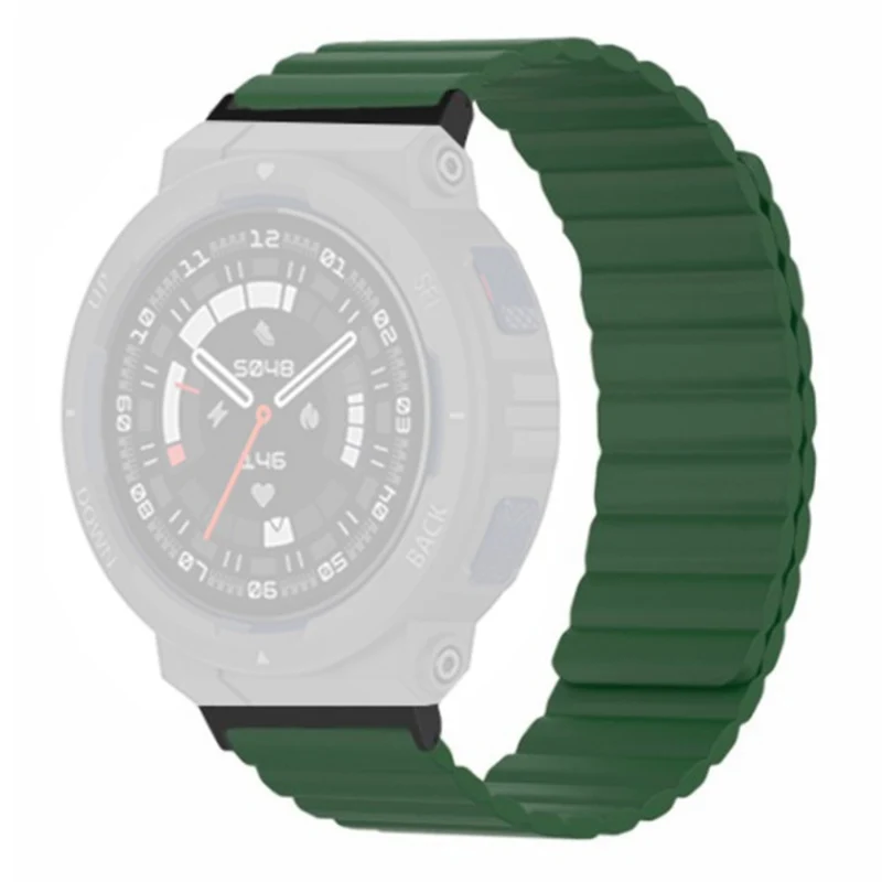 Huami Amazfit Active Edge (A2212) Magnetic Watch Band Silicone Watch Strap - Black+Orange