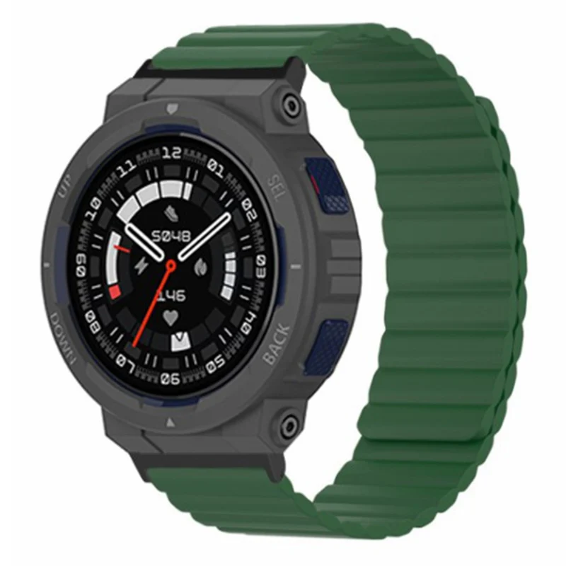 Huami Amazfit Active Edge (A2212) Magnetic Watch Band Silicone Watch Strap - Black+Orange