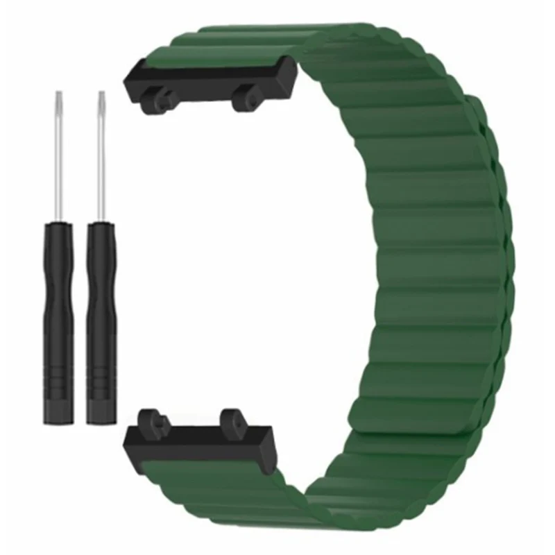 Huami Amazfit Active Edge (A2212) Magnetic Watch Band Silicone Watch Strap - Black+Orange