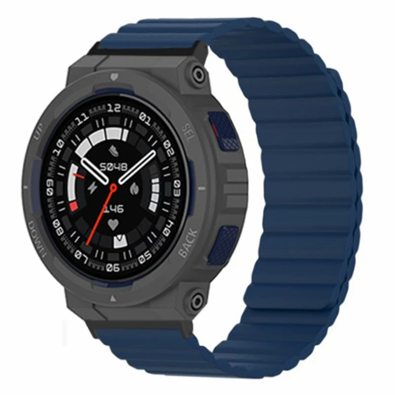 Huami Amazfit Active Edge (A2212) Magnetic Watch Band Silicone Watch Strap - Black+Orange