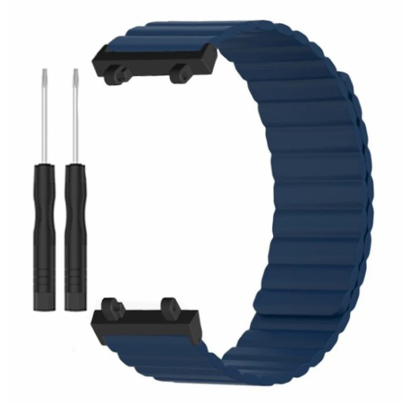 Huami Amazfit Active Edge (A2212) Magnetic Watch Band Silicone Watch Strap - Black+Orange