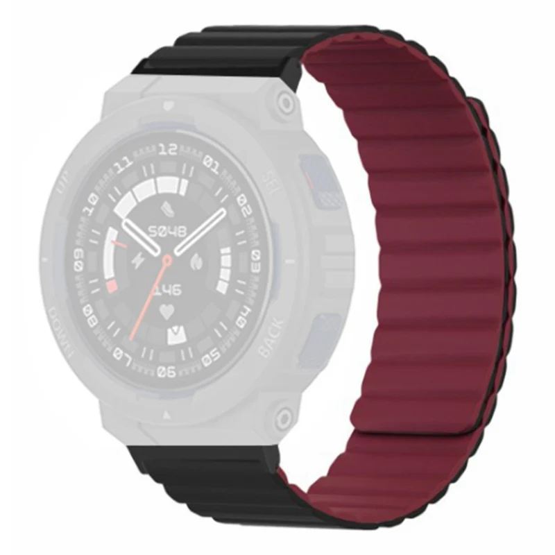 Huami Amazfit Active Edge (A2212) Magnetic Watch Band Silicone Watch Strap - Black+Orange