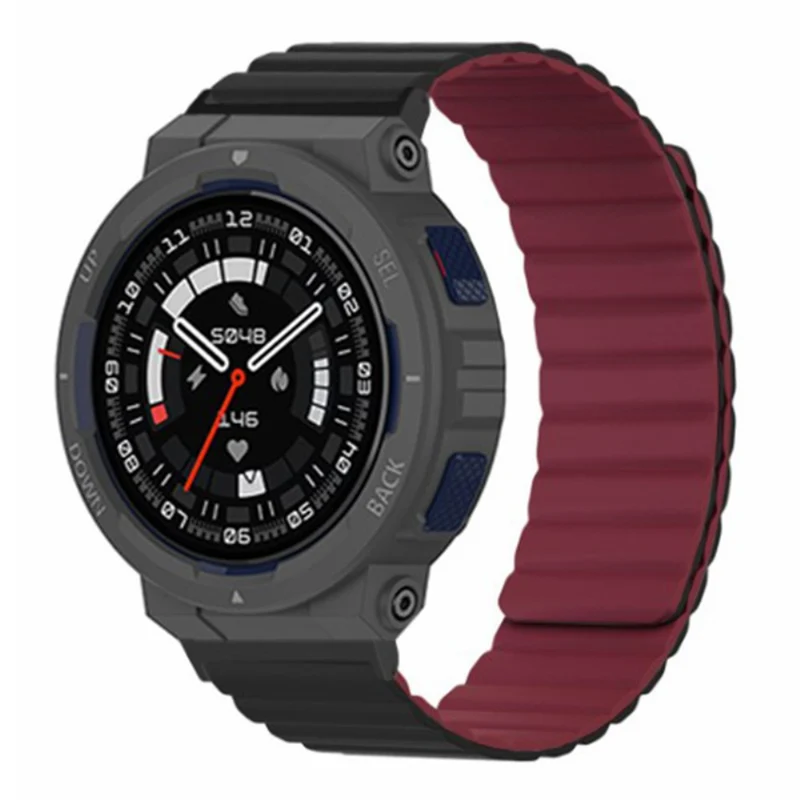 Huami Amazfit Active Edge (A2212) Magnetic Watch Band Silicone Watch Strap - Black+Orange