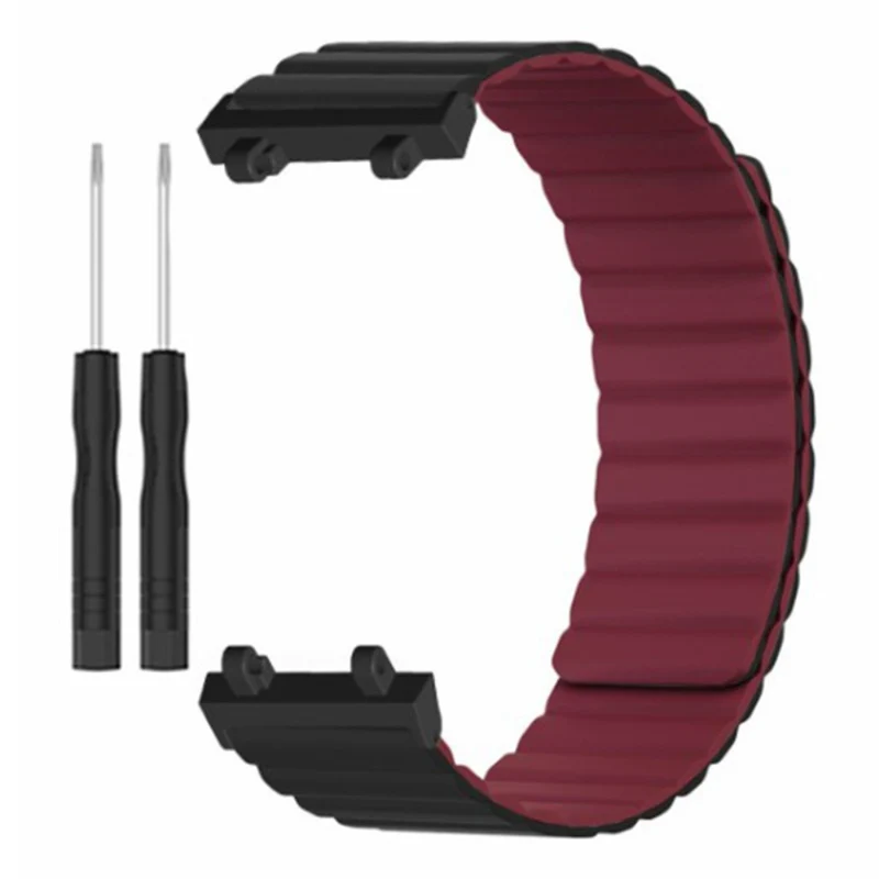Huami Amazfit Active Edge (A2212) Magnetic Watch Band Silicone Watch Strap - Black+Orange