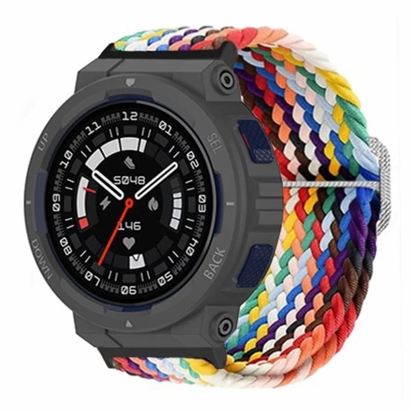 Huami Amazfit Active Edge (A2212) Watch Band Braided Nylon Adjustable Straps - Rainbow
