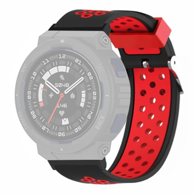 Huami Amazfit Active Edge A2212 Watch Band Dual Color Silicone Wrist Strap - Black+Red