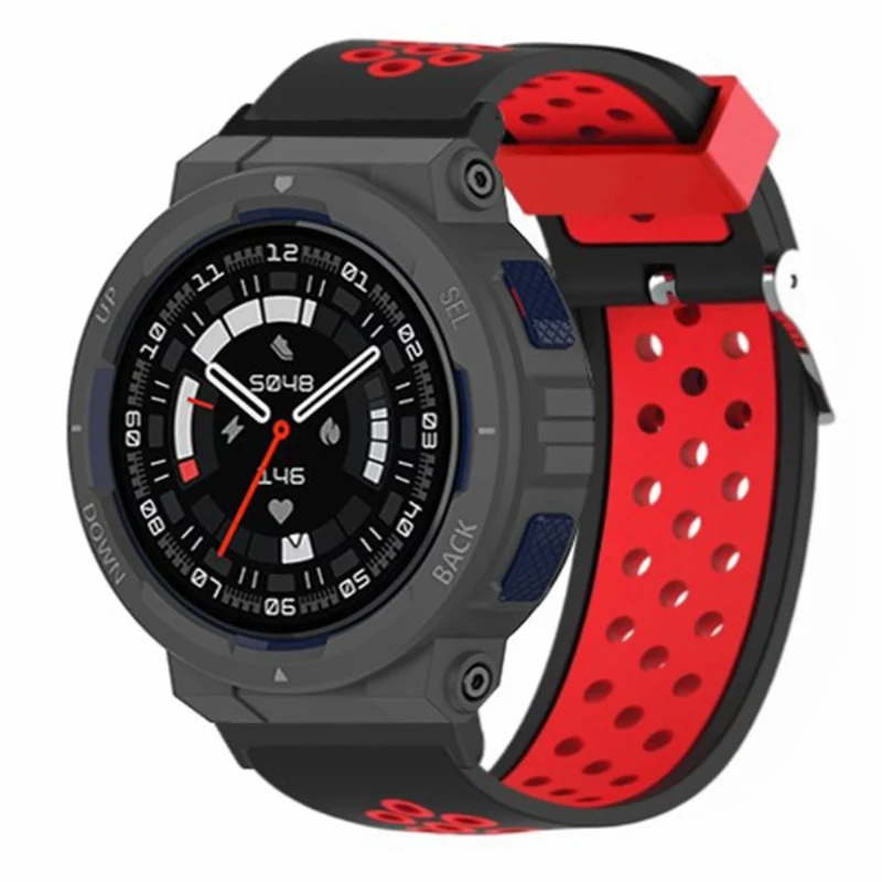 Huami Amazfit Active Edge A2212 Watch Band Dual Color Silicone Wrist Strap - Black+Red