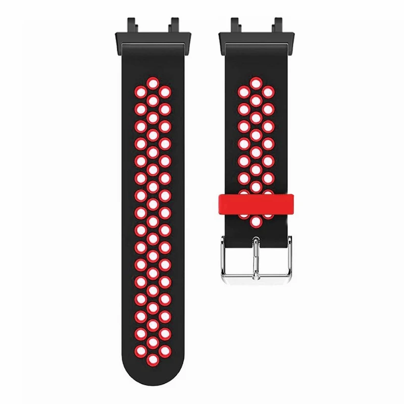 Huami Amazfit Active Edge A2212 Watch Band Dual Color Silicone Wrist Strap - Black+Red