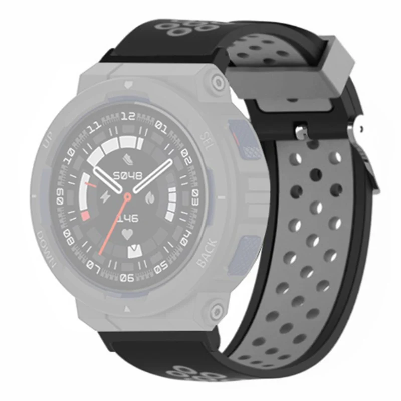 Huami Amazfit Active Edge A2212 Watch Band Dual Color Silicone Wrist Strap - Black+Red