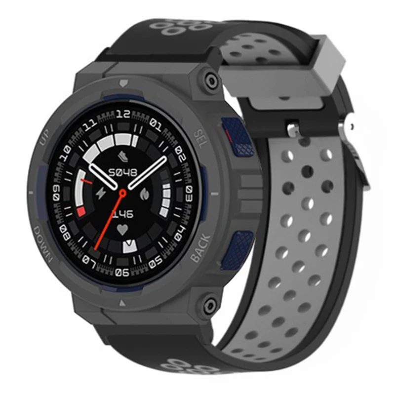 Huami Amazfit Active Edge A2212 Watch Band Dual Color Silicone Wrist Strap - Black+Red