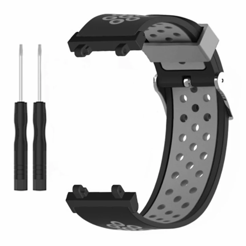 Huami Amazfit Active Edge A2212 Watch Band Dual Color Silicone Wrist Strap - Black+Red