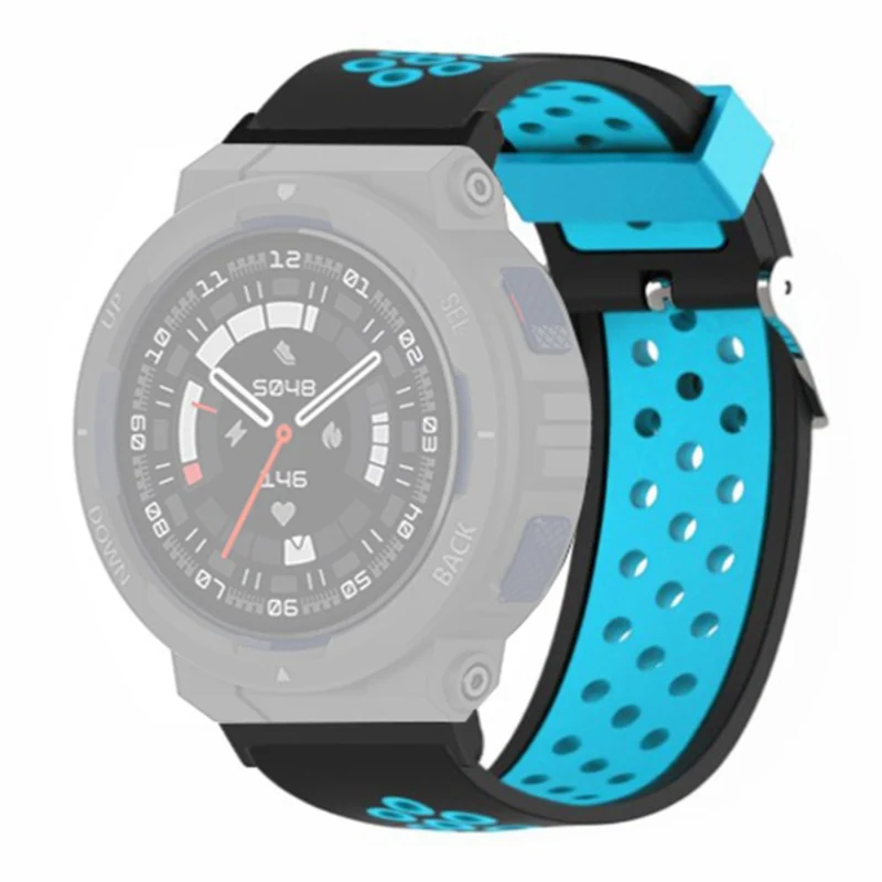 Huami Amazfit Active Edge A2212 Watch Band Dual Color Silicone Wrist Strap - Black+Red