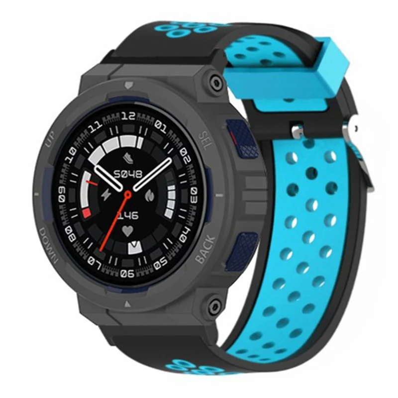 Huami Amazfit Active Edge A2212 Watch Band Dual Color Silicone Wrist Strap - Black+Red