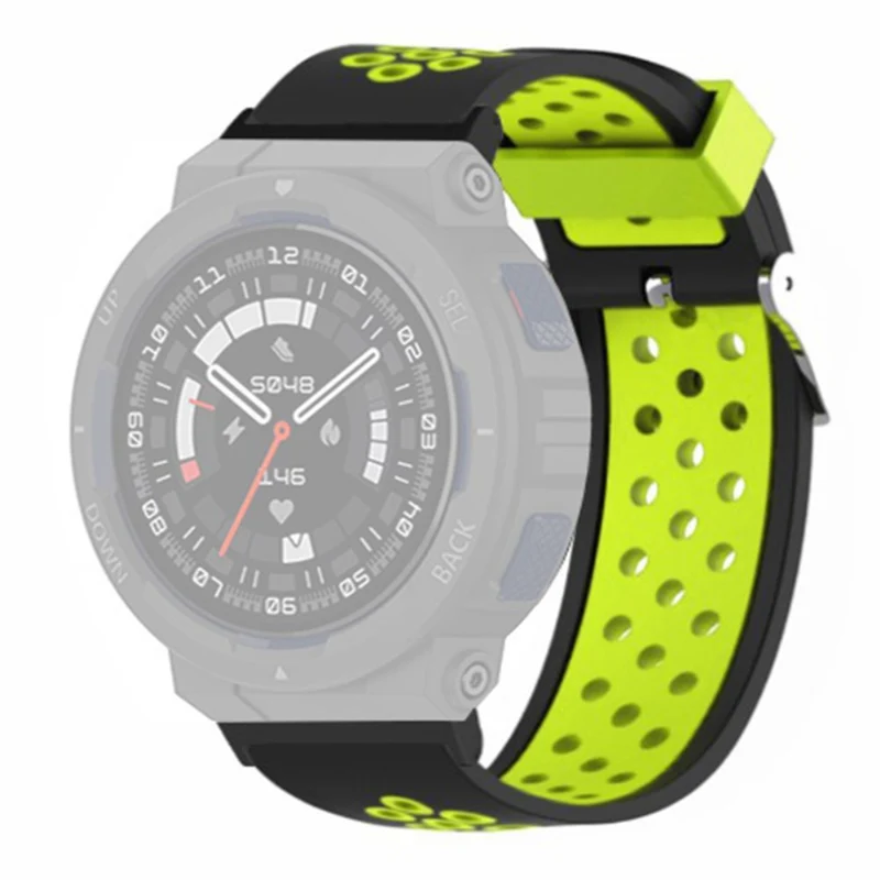 Huami Amazfit Active Edge A2212 Watch Band Dual Color Silicone Wrist Strap - Black+Red