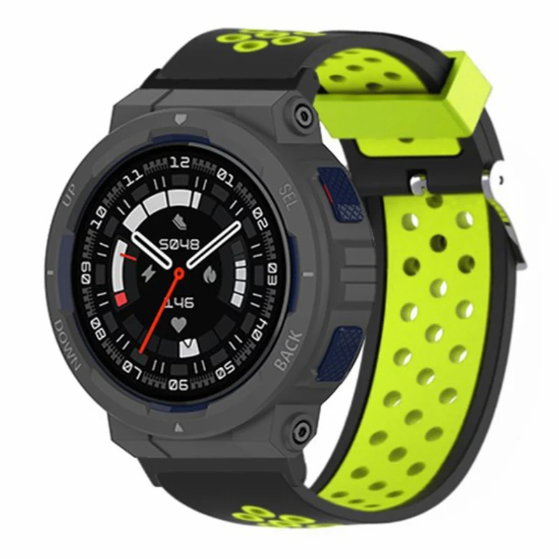Huami Amazfit Active Edge A2212 Watch Band Dual Color Silicone Wrist Strap - Black+Red