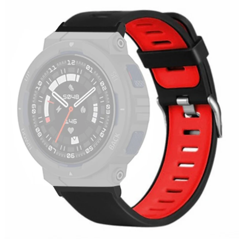 Huami Amazfit Active Edge A2212 Wrist Band Replacement Dual Color Watch Strap - Black+Red
