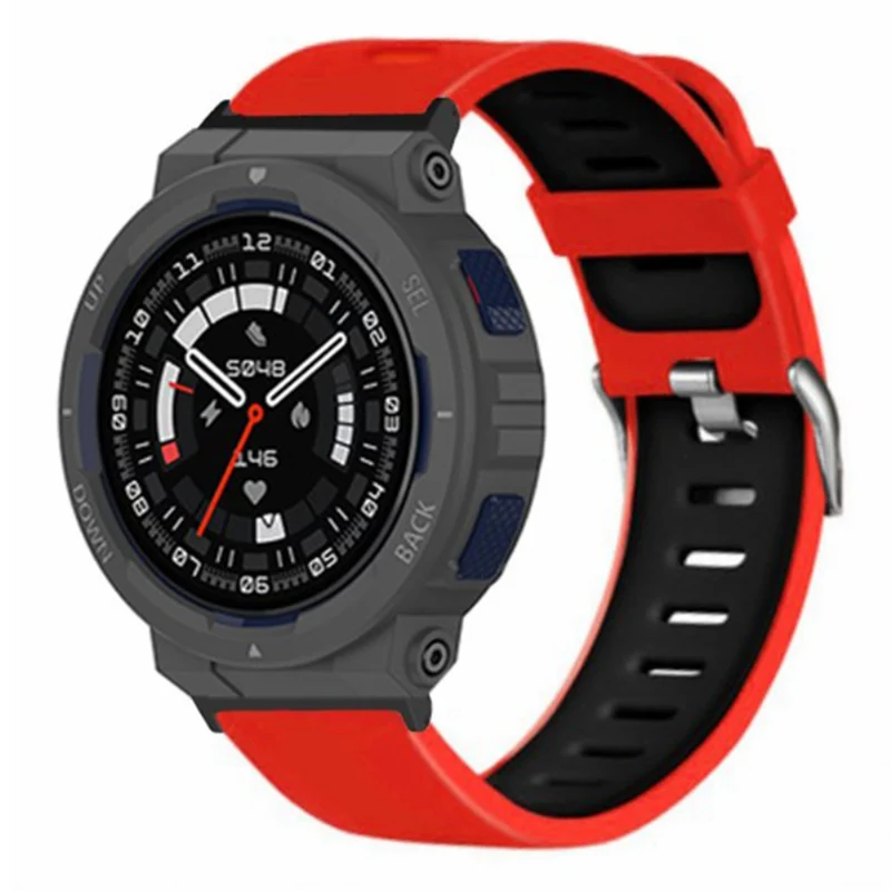 Huami Amazfit Active Edge A2212 Wrist Band Replacement Dual Color Watch Strap - Black+Red